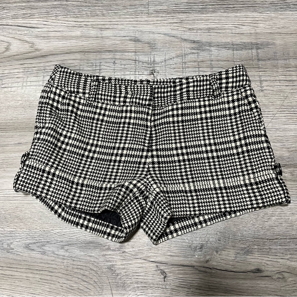 Women's Black and White Houndstooth Shorts